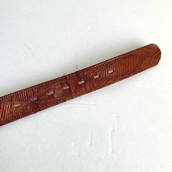 Vintage‎ Justin Lizard Leather Belt Brown Reptile Western Unisex Mens Womens 28 main image 6